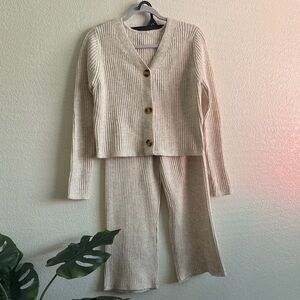 Cozy Cream Knit Set - Cardigan and Pants